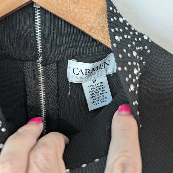 Carmen Marc Valvo Beaded Embellished Sweater Sz. M - Picture 2 of 6